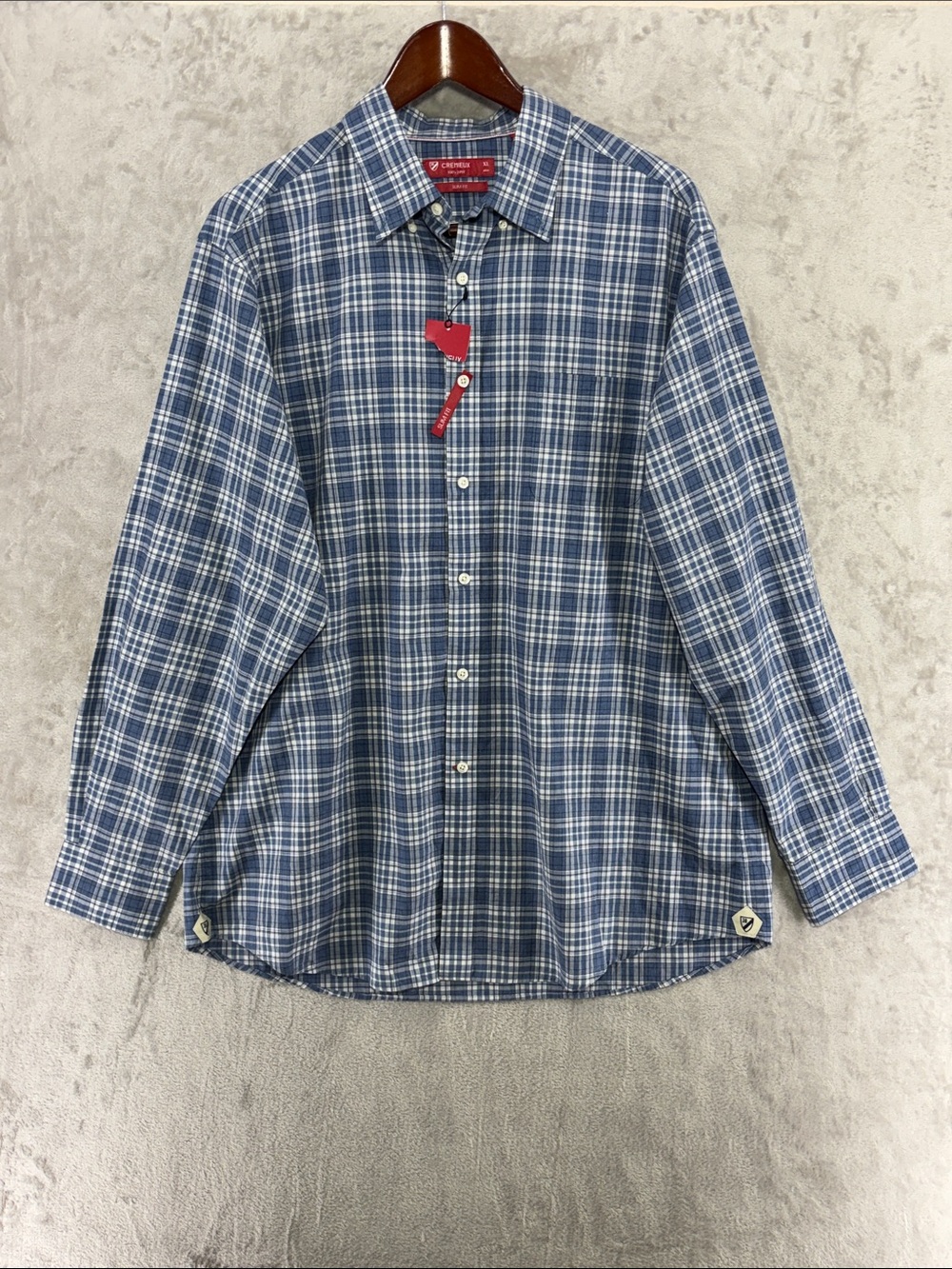 Daniel Cremieux Slim Fit Long Sleeve Cotton Blue Plaid Button-Down Shirt Size XL